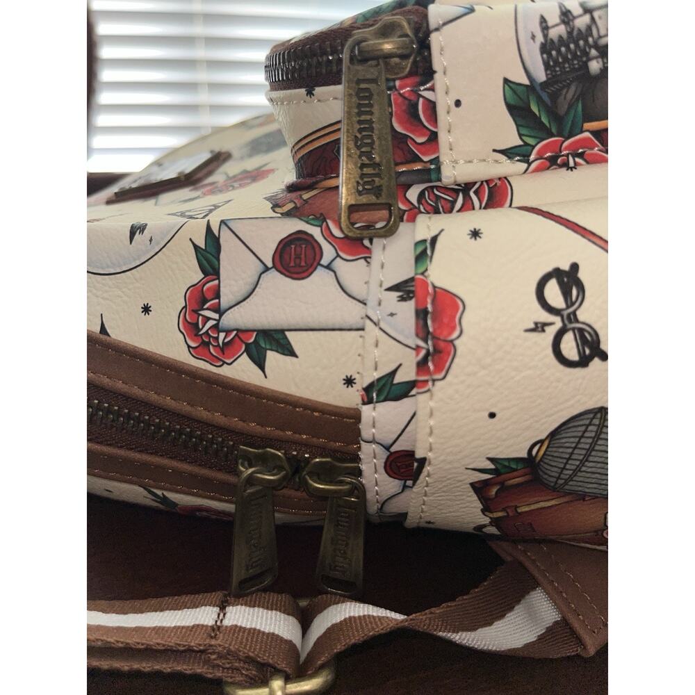 Loungefly Harry Potter Tattoo Art Cream Color Mini Backpack Excellent Condition - Picture 9 of 16
